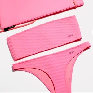 Neon Pink Triangl Twinnie Bandeau Bikini Top